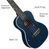 Concert Ukulele Ranch 23 inch Professional Wooden ukelele Instrument with Free Online 12 Lessons and Gig Bag - Small Hawaiian Guitar - Starry Blue