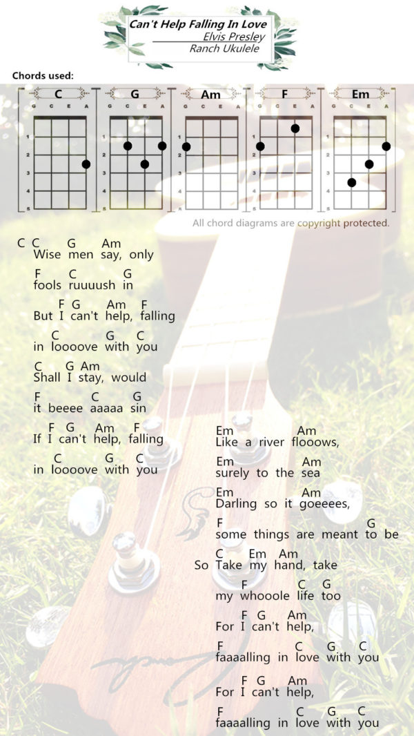 Ukulele Chords Can't Help Falling In Love Elvis Presley Ranch Songs