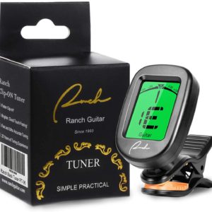 Ranch Clip On Tuner for Acoustic/Electric Guitar, Ukulele, Violin, Bass - Black