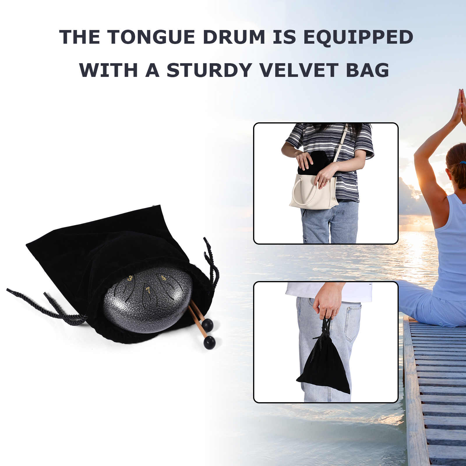 AS TEMAN HANDPAN, Handpan Drum Instrument In D Minor Notes 22 Inches Steel  Hand Drum With Soft Hand Pan Bag, Handpan Mallet,Handpan