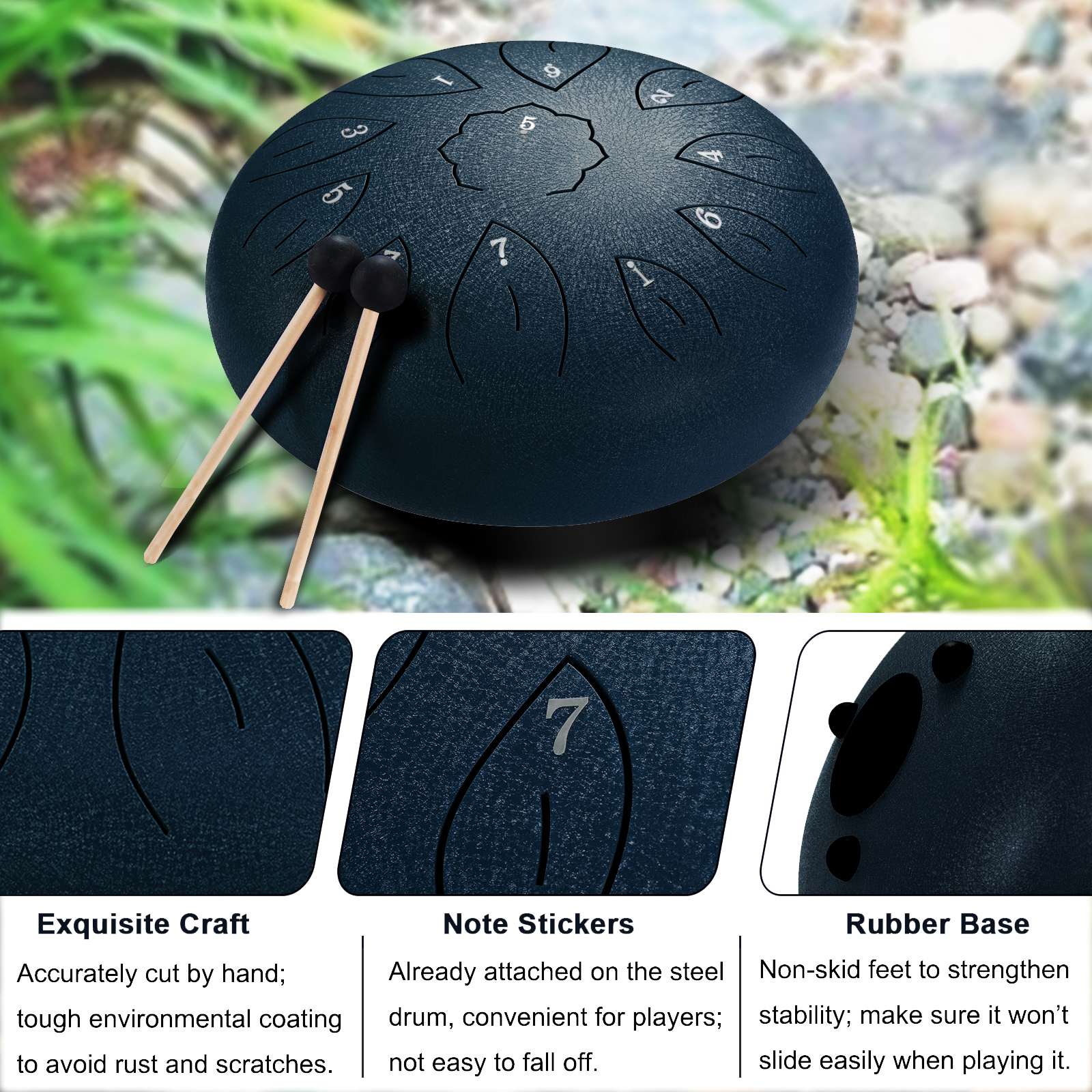 High Quality Steel Tongue Drum 7 Inch 11 Notes Handpan Musical