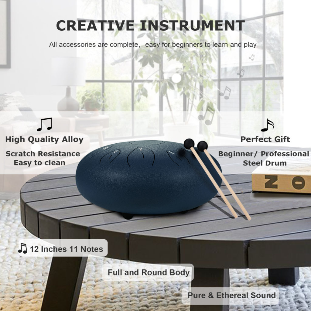 Ranch Steel Tongue Drum Kit 12 Inches 11 Notes Navy Ranch Steel Tongue Drum Kit 10 Inches 11